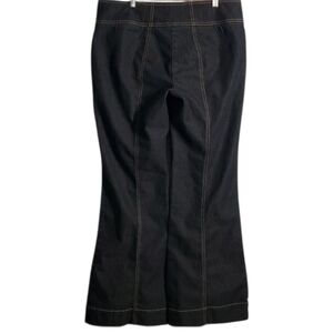 Bisou Bisou Michele Bohbot Jeans womens sz 12 black zipper front no buttons wide